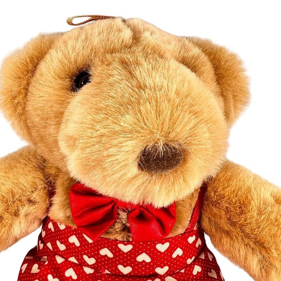 Commonwealth Teddy Bear Couple Red Hearts Plush Vtg 1990 Stuffed Animal Set of 2 - Picture 6 of 13